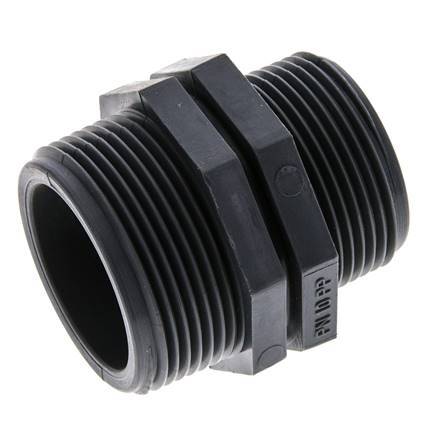 Reduzier-Doppelnippel G1 1/4'' x G1 1/2'' Polypropylen (pp) 10bar (140,5psi) FDA 54mm Sechskant