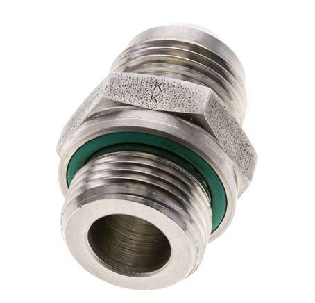 JIC Doppelnippel M27 X 2 x UN 1-1/16''-12 Edelstahl FKM 210bar (2950.5psi)