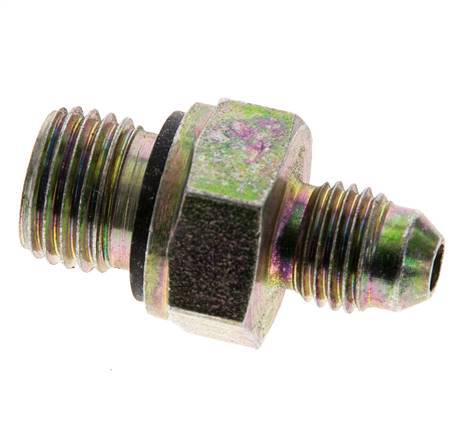 JIC-Doppelnippel M14 X 1.5 x UNF 7/16''-20 Stahl NBR 310bar (4355.5psi)