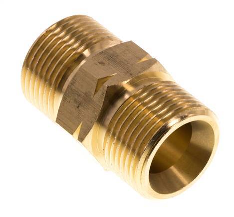 Doppelnippel G3/4'' Stecker x Stecker links Messing 16bar (224.8psi) 27mm Sechskant