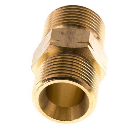 Doppelnippel G3/4'' Stecker x Stecker links Messing 16bar (224.8psi) 27mm Sechskant