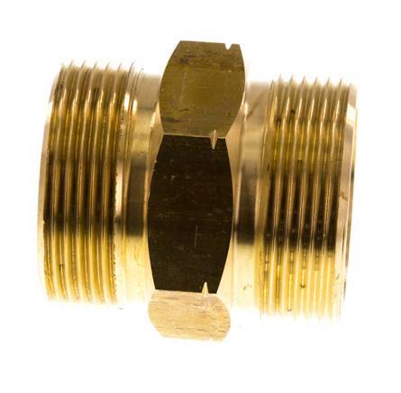 Doppelnippel G1 1/2'' Stecker x Stecker links Messing 16bar (224.8psi) 50mm Sechskant