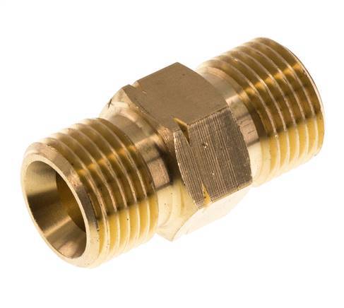 Doppelnippel G1/2'' Stecker x Stecker links Messing 16bar (224.8psi) 22mm Sechskant