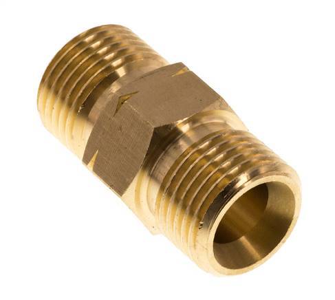 Doppelnippel G1/2'' Stecker x Stecker links Messing 16bar (224.8psi) 22mm Sechskant