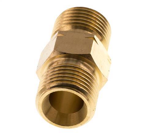 Doppelnippel G1/2'' Stecker x Stecker links Messing 16bar (224.8psi) 22mm Sechskant