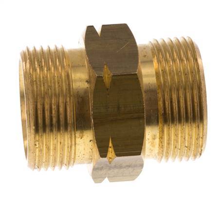 Doppelnippel G1 1/4'' männlich x männlich links Messing 16bar (224.8psi) 46mm Sechskant