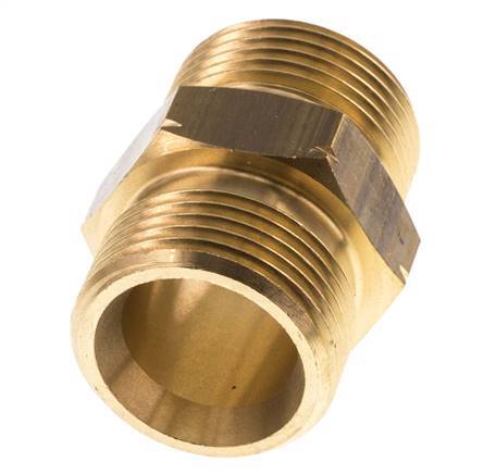 Doppelnippel G1'' Stecker x Stecker links Messing 16bar (224.8psi) 36mm Sechskant