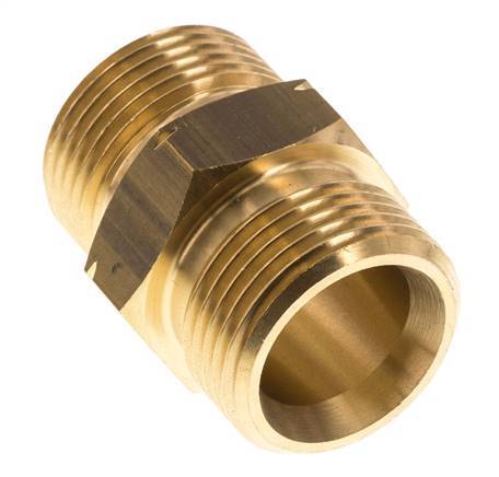 Doppelnippel G1'' Stecker x Stecker links Messing 16bar (224.8psi) 36mm Sechskant