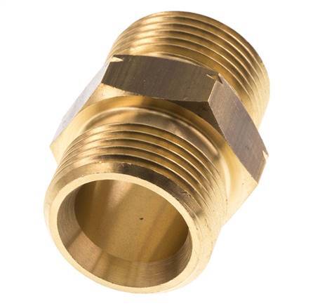 Doppelnippel G1'' Stecker x Stecker links Messing 16bar (224.8psi) 36mm Sechskant