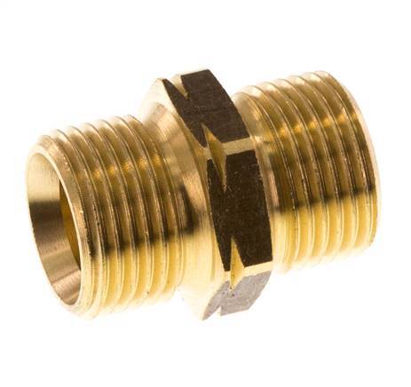 Double Nipple G3/8'' Male x Male Left Hand Brass 16bar (224.8psi) 19mm Hex [2 Pieces]