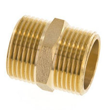 Double Nipple G3/4'' Brass Flat Seal 16bar (224.8psi) 27mm Hex [2 Pieces]