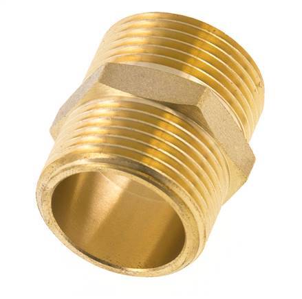 Double Nipple G3/4'' Brass Flat Seal 16bar (224.8psi) 27mm Hex [2 Pieces]