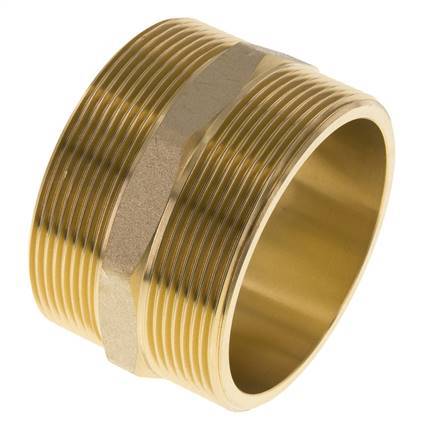 Doppelnippel G2 1/2'' Messing Flachdichtung 16bar (224.8psi) 76mm Sechskant