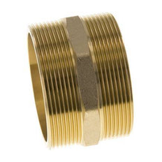 Doppelnippel G2 1/2'' Messing Flachdichtung 16bar (224.8psi) 76mm Sechskant