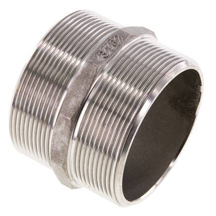 Doppelnippel G2 1/2'' Edelstahl Flachdichtung 16bar (224.8psi) 78mm Sechskant
