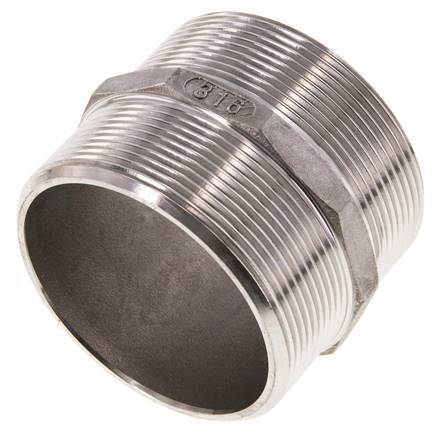 Doppelnippel G2 1/2'' Edelstahl Flachdichtung 16bar (224.8psi) 78mm Sechskant