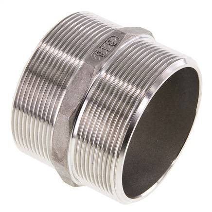 Doppelnippel G2 1/2'' Edelstahl Flachdichtung 16bar (224.8psi) 78mm Sechskant
