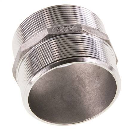 Doppelnippel G2 1/2'' Edelstahl Flachdichtung 16bar (224.8psi) 78mm Sechskant