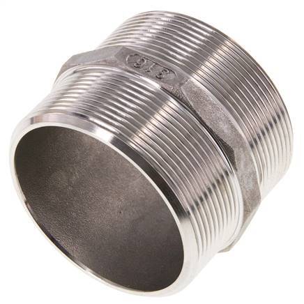 Doppelnippel G2 1/2'' Edelstahl Flachdichtung 16bar (224.8psi) 78mm Sechskant