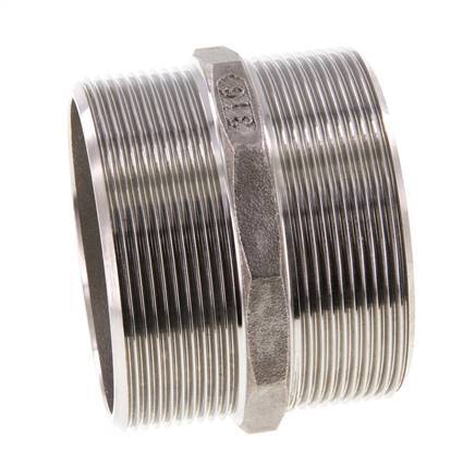 Doppelnippel G2 1/2'' Edelstahl Flachdichtung 16bar (224.8psi) 78mm Sechskant
