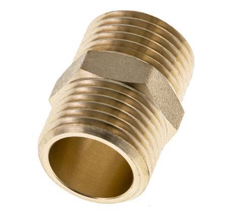Double Nipple G1/2'' Brass Flat Seal 16bar (224.8psi) 21mm Hex [2 Pieces]