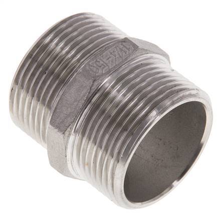Doppelnippel G1 1/4'' Edelstahl Flachdichtung 16bar (224.8psi) 45mm Sechskant