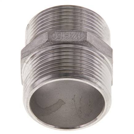 Doppelnippel G1 1/4'' Edelstahl Flachdichtung 16bar (224.8psi) 45mm Sechskant