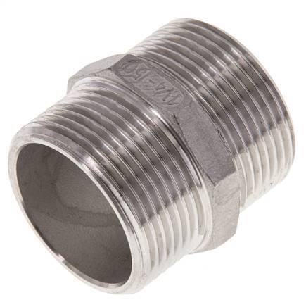 Doppelnippel G1 1/4'' Edelstahl Flachdichtung 16bar (224.8psi) 45mm Sechskant