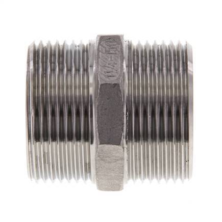 Doppelnippel G1 1/4'' Edelstahl Flachdichtung 16bar (224.8psi) 45mm Sechskant