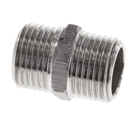 Doppelnippel G1/2'' Edelstahl Flachdichtung 16bar (224.8psi) 22mm Sechskant