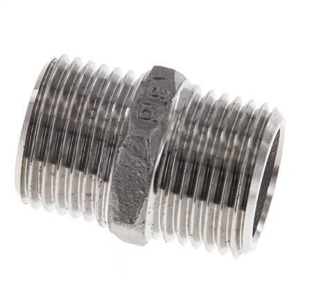 Doppelnippel G1/2'' Edelstahl Flachdichtung 16bar (224.8psi) 22mm Sechskant
