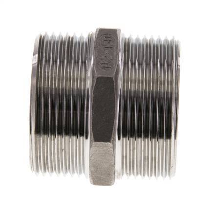 Doppelnippel G1 1/2'' Edelstahl Flachdichtung 16bar (224.8psi) 51mm Sechskant