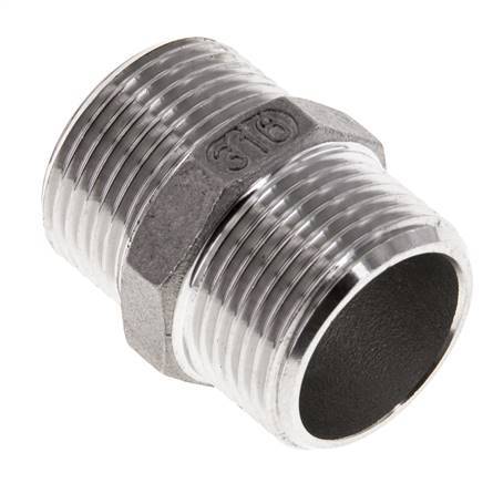 Doppelnippel G3/4'' Edelstahl Flachdichtung 16bar (224.8psi) 29mm Sechskant