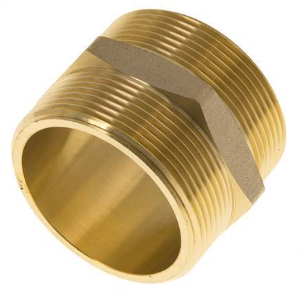 Double Nipple G2'' Brass Flat Seal 16bar (224.8psi) 60mm Hex