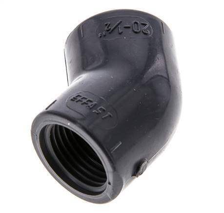 45deg Angled Fitting Rp1/2'' Female PVC-U 16bar (224.8psi) EN 1452-3 [2 Pieces]