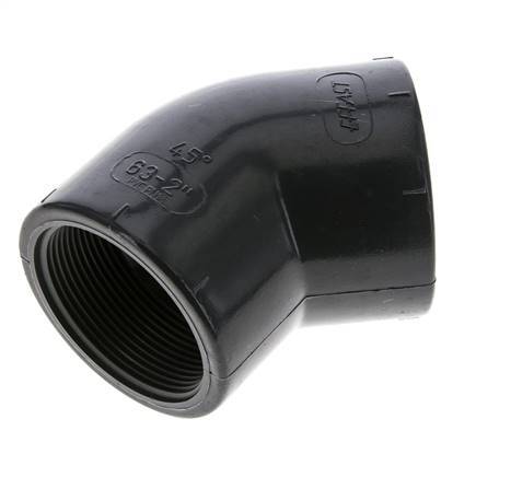 45Grad abgewinkeltes Fitting Rp2'' Innengewinde PVC-U 16bar (224.8psi) EN 1452-3