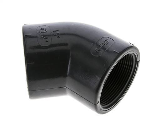 45Grad abgewinkeltes Fitting Rp2'' Innengewinde PVC-U 16bar (224.8psi) EN 1452-3