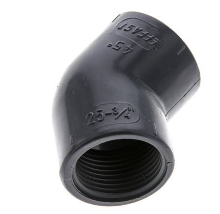 45deg Angled Fitting Rp3/4'' Female PVC-U 16bar (224.8psi) EN 1452-3 [2 Pieces]