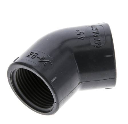 45deg Angled Fitting Rp3/4'' Female PVC-U 16bar (224.8psi) EN 1452-3 [2 Pieces]