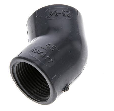 45deg Angled Fitting Rp3/4'' Female PVC-U 16bar (224.8psi) EN 1452-3 [2 Pieces]