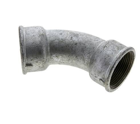 45° abgewinkeltes Fitting Rp1 1/2'' Innengewinde Gusseisen 25bar (351.25psi)