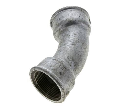 45° abgewinkeltes Fitting Rp1 1/2'' Innengewinde Gusseisen 25bar (351.25psi)