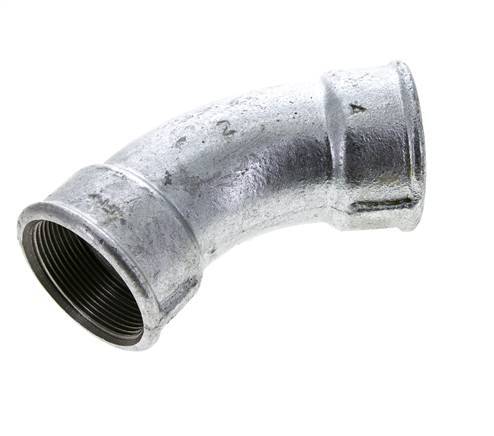 45° abgewinkeltes Fitting Rp2'' Innengewinde Gusseisen 25bar (351.25psi)