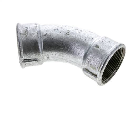 45° abgewinkeltes Fitting Rp2'' Innengewinde Gusseisen 25bar (351.25psi)