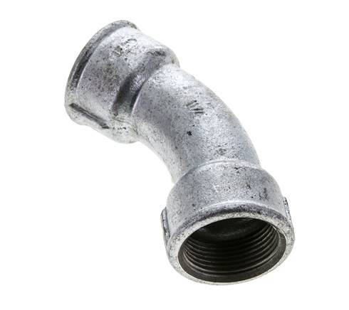 45° abgewinkeltes Fitting Rp1 1/4'' Innengewinde Gusseisen 25bar (351.25psi)