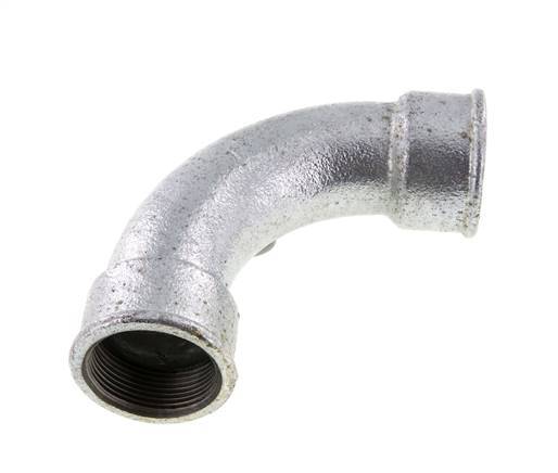 90 Grad abgewinkeltes Fitting Rp1 1/2'' Innengewinde lang Gusseisen 25bar (351.25psi)