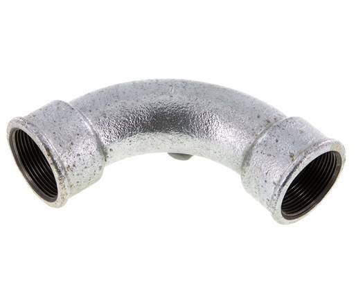 90 Grad abgewinkeltes Fitting Rp1 1/2'' Innengewinde lang Gusseisen 25bar (351.25psi)
