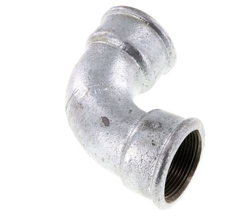 90 Grad abgewinkeltes Fitting Rp1 1/2'' Innengewinde kurz Gusseisen 25bar (351.25psi)