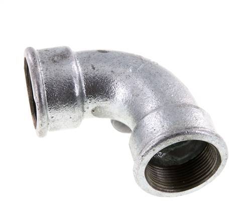90 Grad abgewinkeltes Fitting Rp1 1/2'' Innengewinde kurz Gusseisen 25bar (351.25psi)