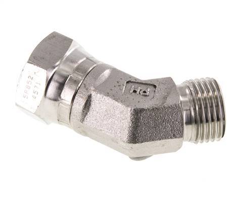 45° Winkelverschraubung G1/2'' Innengewinde x Außengewinde Hochdruck-Edelstahl 60° Konus 300bar (4215.0psi) Hydraulisch